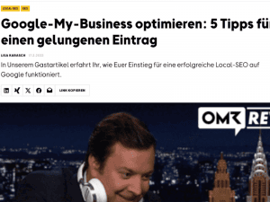 Gastbeitrag zu Local-SEO bei OMR